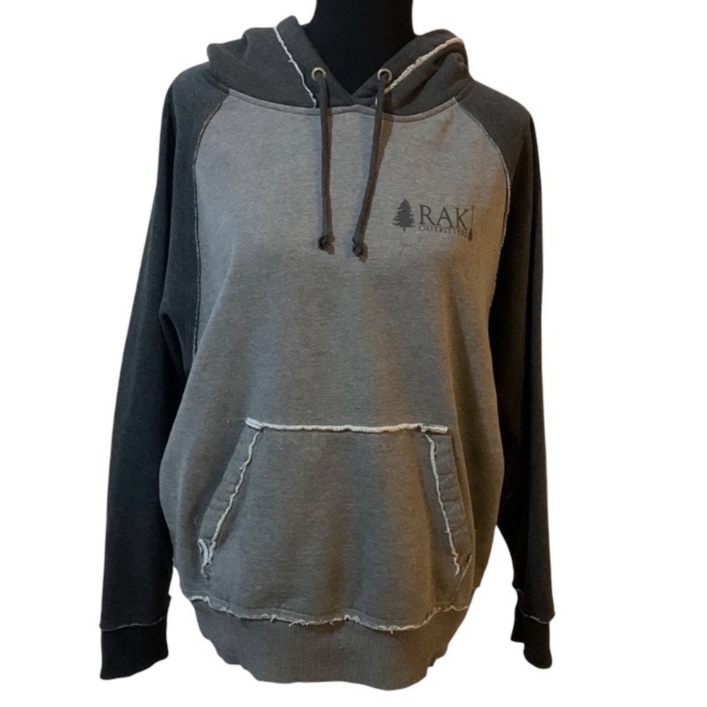 J. America Rak Outfitters Gray & Black Outdoors Hoodie Unisex Size Large